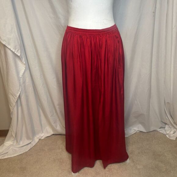 J. Crew Red Sideslit Ruffle Featherweight Low Rise Maxi Skirt Womens - Picture 2 of 6